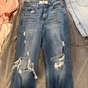 Hollister High Rise Distressed Blue Jeans